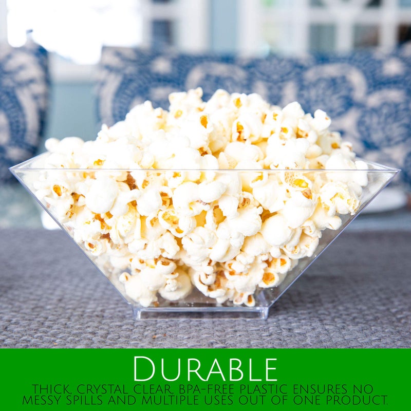 PLASTICPRO Disposable Square Plastic Extra Large White Serving Bowls Extra Heavy Duty for Party's Snack or Salad Bowl, Elegant Pack of 4 - Image 4